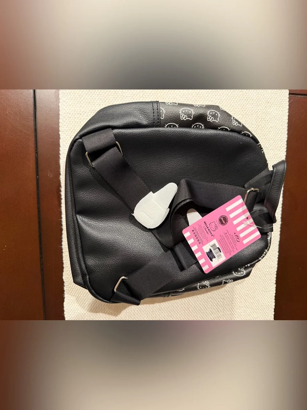 Hello Kitty Black Faux Leather Mini Backpack with All Over Print *NWT